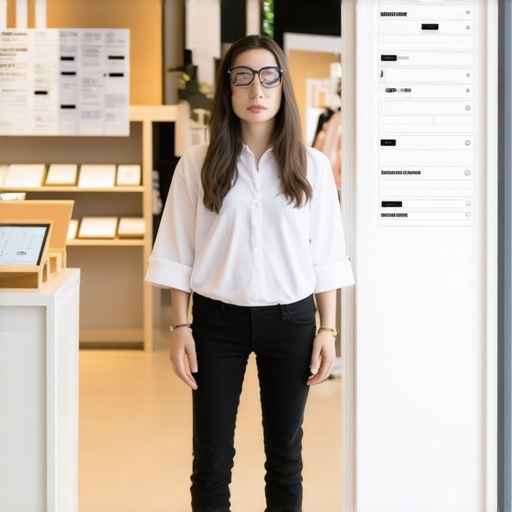 Retail shop owner using AR glasses to access local SEO data overlays