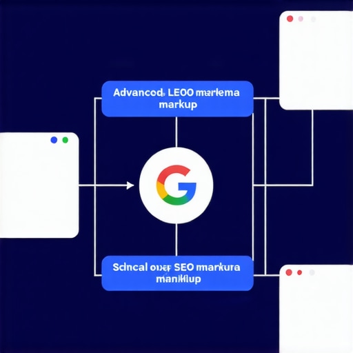 Schema Markup and Local SEO Optimization Diagram showing schema markup implementation for local SEO enhancement