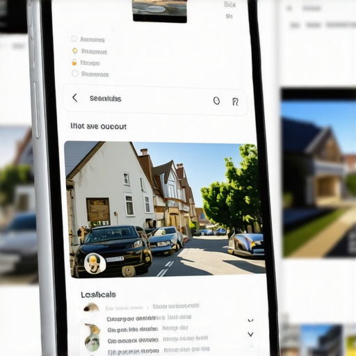 Smartphone screen with augmented reality local business information overlay