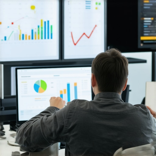 Advanced Local SEO Strategy Visualization Digital marketer reviewing local SEO schema markup and analytics