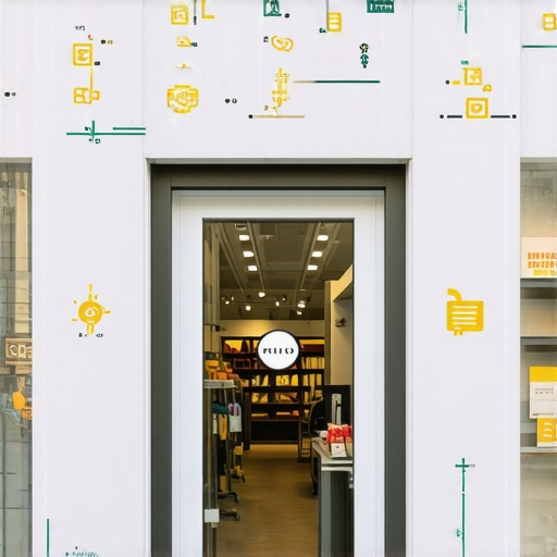 Retail store with digital marketing and SEO graphics