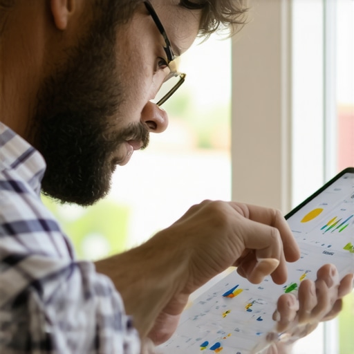 Business owner reviewing local SEO performance on tablet