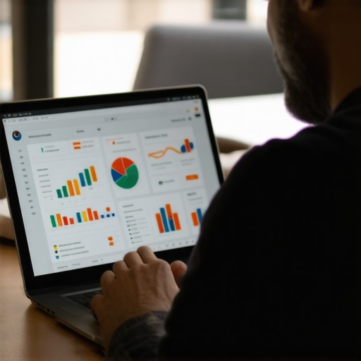 Small shop owner reviewing local SEO analytics on laptop