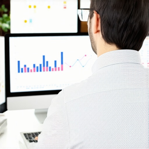 Digital marketer reviewing local SEO performance metrics on multiple screens