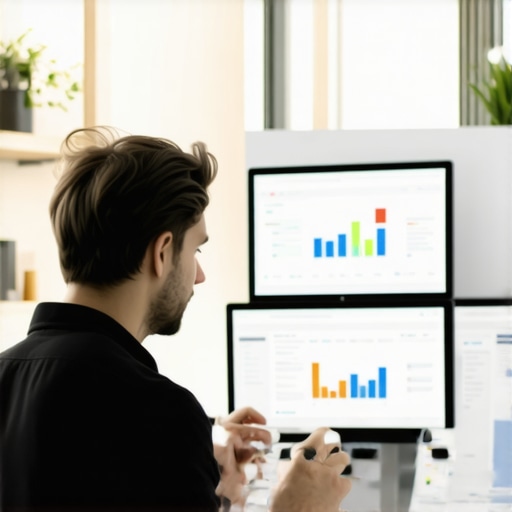 Small shop owner reviewing local SEO analytics and search rankings