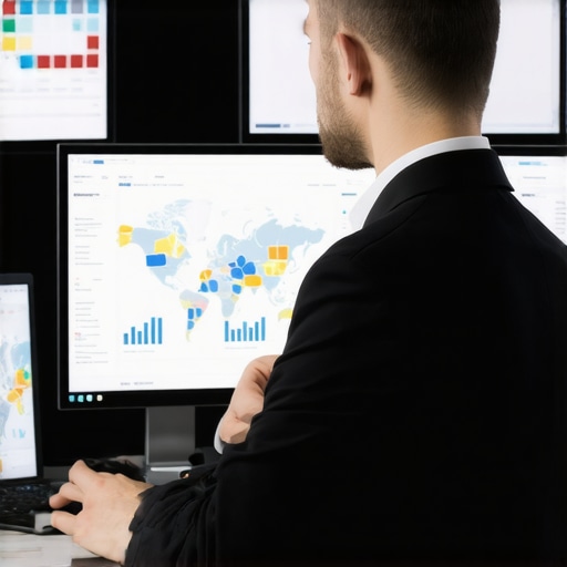 Expert reviewing local SEO analytics dashboards with maps and graphs