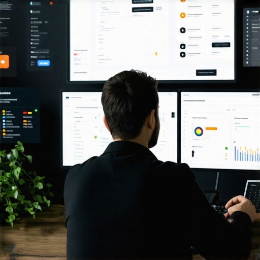 A small business owner reviewing analytics dashboard highlighting AI and data insights for local SEO enhancement