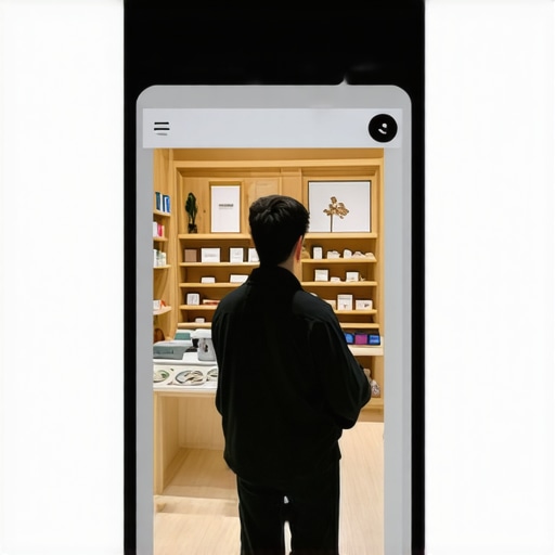 AR-enabled shopping experience at a local store Customer experiencing augmented reality in a small retail shop