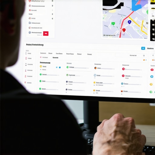Business owner reviewing local search analytics on digital dashboard