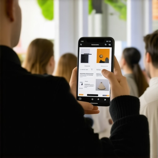 Customers using phones to view AR features in a local shop