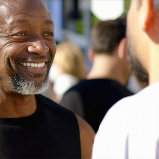 Business owner interacting with community during local event.