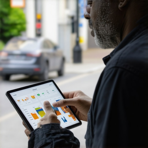Shop owner reviewing demographic data on a tablet