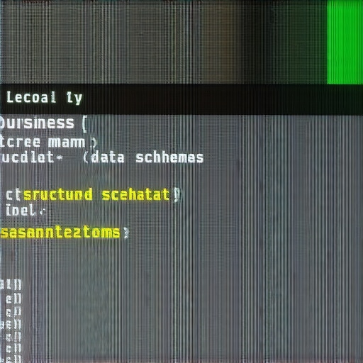 Screenshot of JSON-LD schema markup code for a local business on a computer monitor