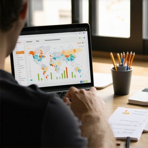 Business owner analyzing citation data on computer screen