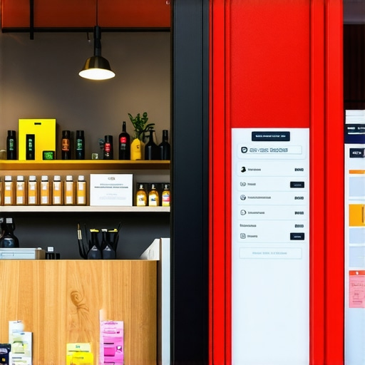 A small retail shop surrounded by icons representing voice search, visual search, and personalized marketing.