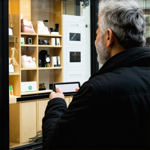 Shop owner demonstrating augmented reality technology to potential customers