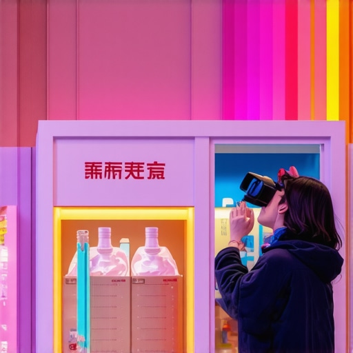 Customer using augmented reality app to explore products inside a small shop