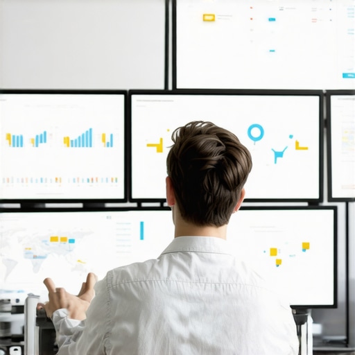 Digital marketer reviewing local SEO analytics and maps on screens.