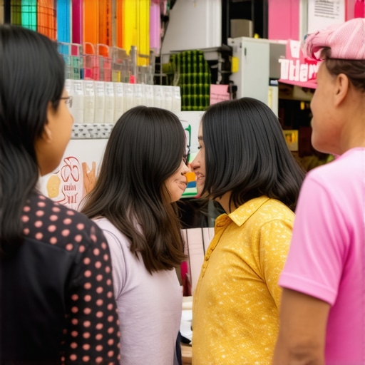 Small business owner interacting with community members at local market