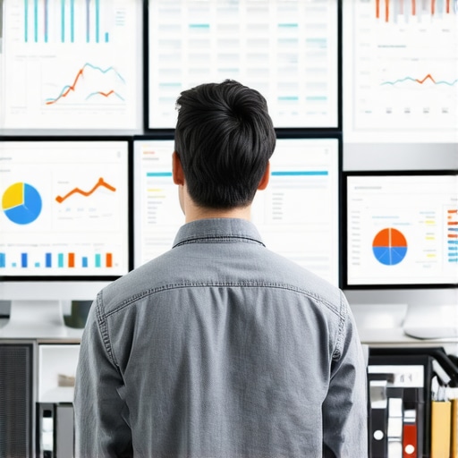 Data Analytics for Local SEO Optimization Businessman reviewing local SEO data analytics on computer screens