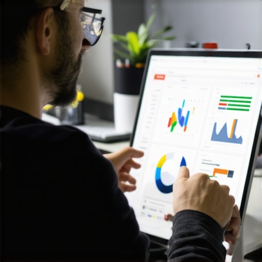 Data-Driven Local SEO Optimization Small business owner analyzing local SEO analytics on computer