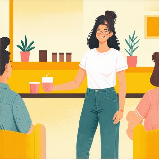 Local business owner talking to community members at a local event, symbolizing community involvement and local SEO strategies.