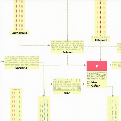 Diagram showing geo-structured data, schema markup, and local landmarks enhancing search visibility.