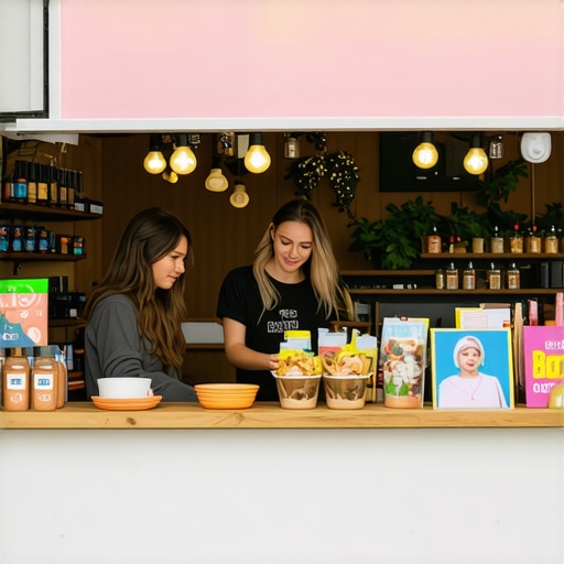 Community event featuring a local shop with multimedia and branding