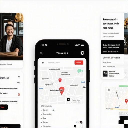 Mobile device showing local business website with maps and call-to-action buttons