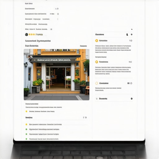 Screenshot of a local shop's search engine profile highlighting reviews, schema markup, and keywords.