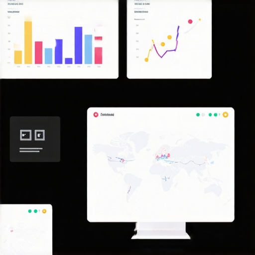 Dashboard with charts and maps showing local search performance metrics.