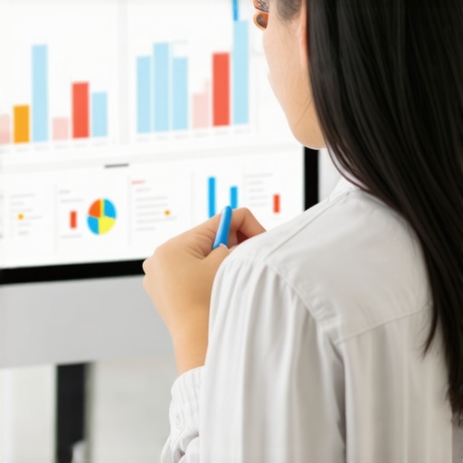 Business owner reviewing local SEO performance metrics on a digital dashboard.