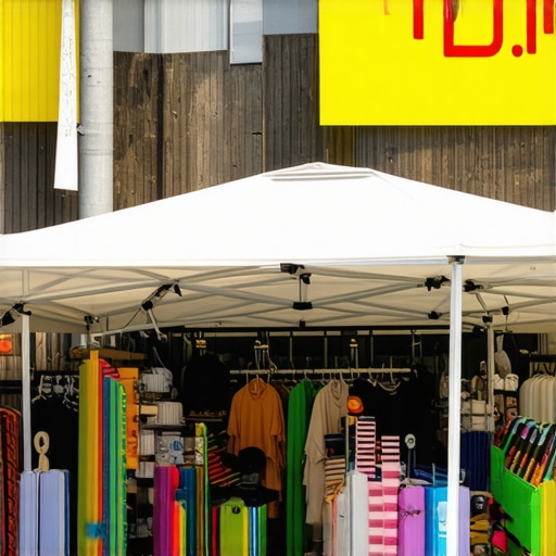 A lively local event with a shop engaging visitors, promoting local business SEO.