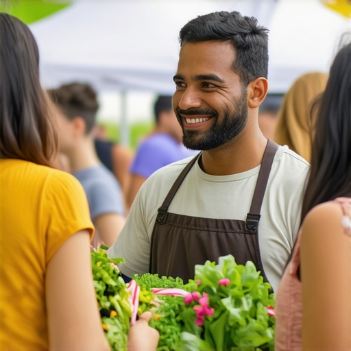 Shop owner sponsoring a neighborhood event with attendees enjoying activities