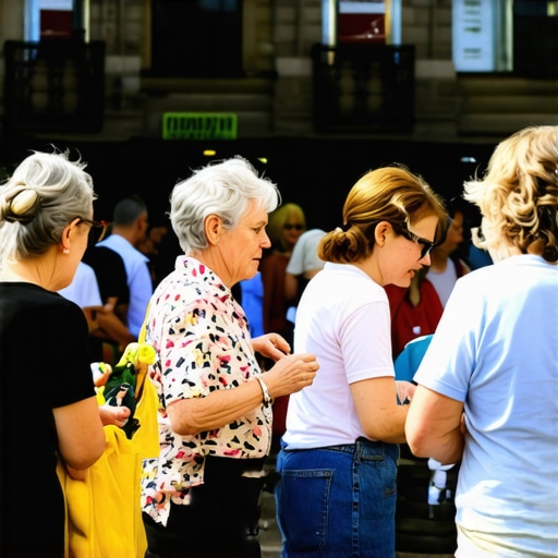 Small shop owners interacting with customers in a busy neighborhood marketplace.