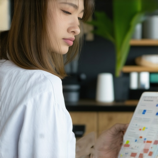 Business owner reviewing AI analytics on a tablet for local search optimization.