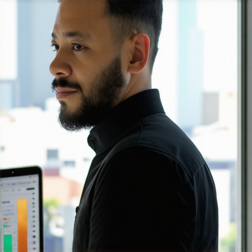 Business owner reviewing citation health using AI tools in a city environment.