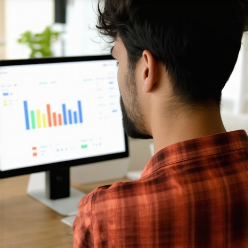 Shop owner reviewing local SEO analytics on laptop