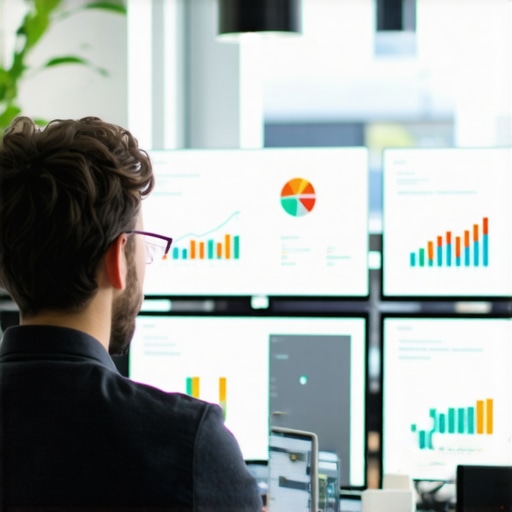 Shop owner reviewing SEO data and strategies for local search improvements.