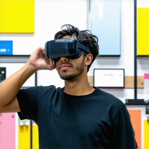 Business owner demonstrating AR virtual tour of the local shop to community members