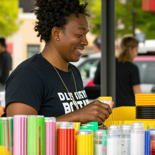 Local shop owner participating in community event, fostering trust and authenticity
