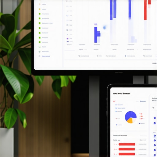 Shop owner analyzing local SEO analytics dashboard.