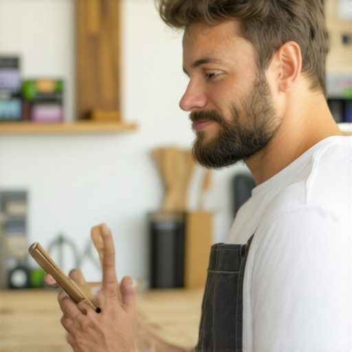 Shop owner encouraging customers to share reviews and photos