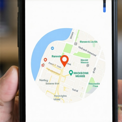 Smartphone screen showing local business listings with map and reviews