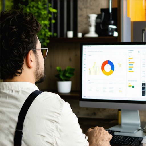 Small business owner reviewing SEO performance metrics on digital dashboard