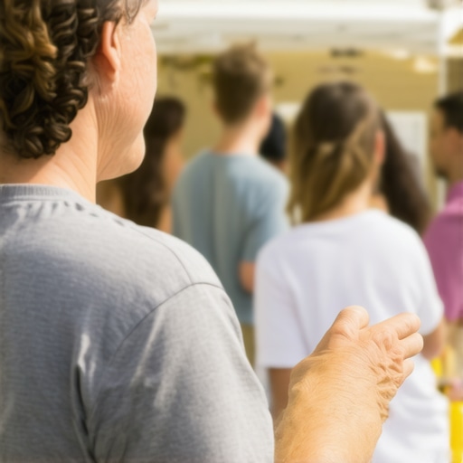 Shop owner interacting with visitors at a neighborhood event, showcasing authentic local involvement.