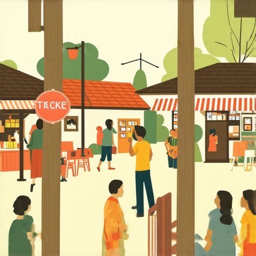 Community Engagement in Local SEO Community members interacting near small shops in a neighborhood