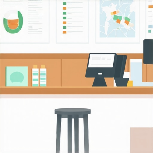 Retail owner analyzing local SEO analytics with charts and maps