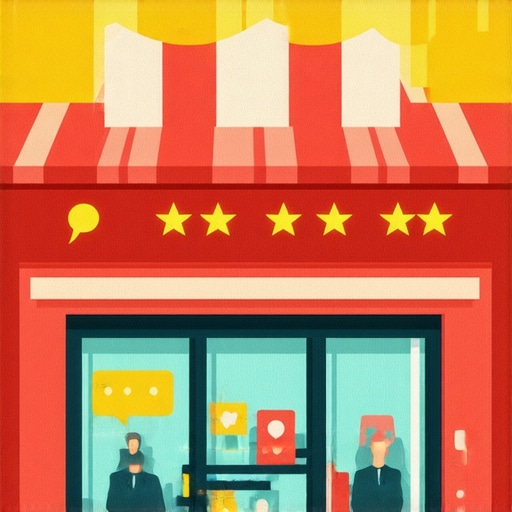 A small retail shop surrounded by digital icons symbolizing local SEO and customer engagement.