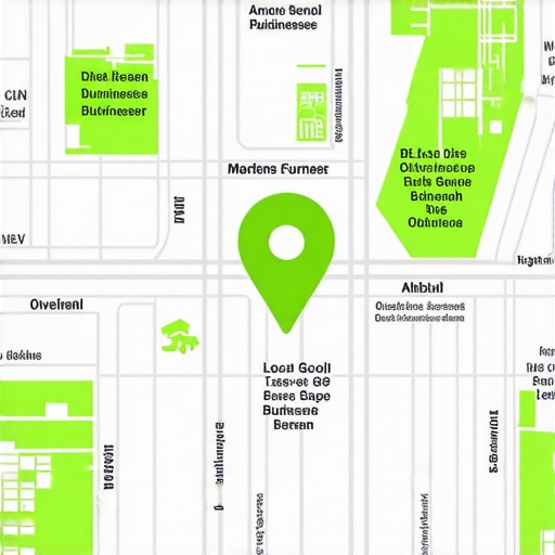 Digital city map showcasing targeted local business locations with overlays.